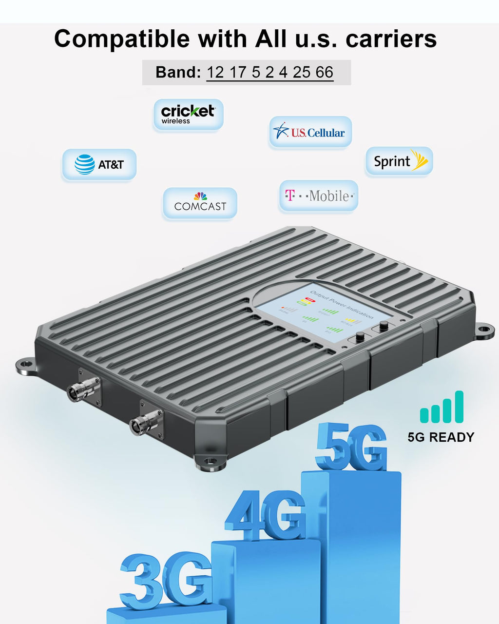 Cell Phone Signal Booster Up to 3000 Sq.Ft 4G LTE 5G Cellular Repeater N9641