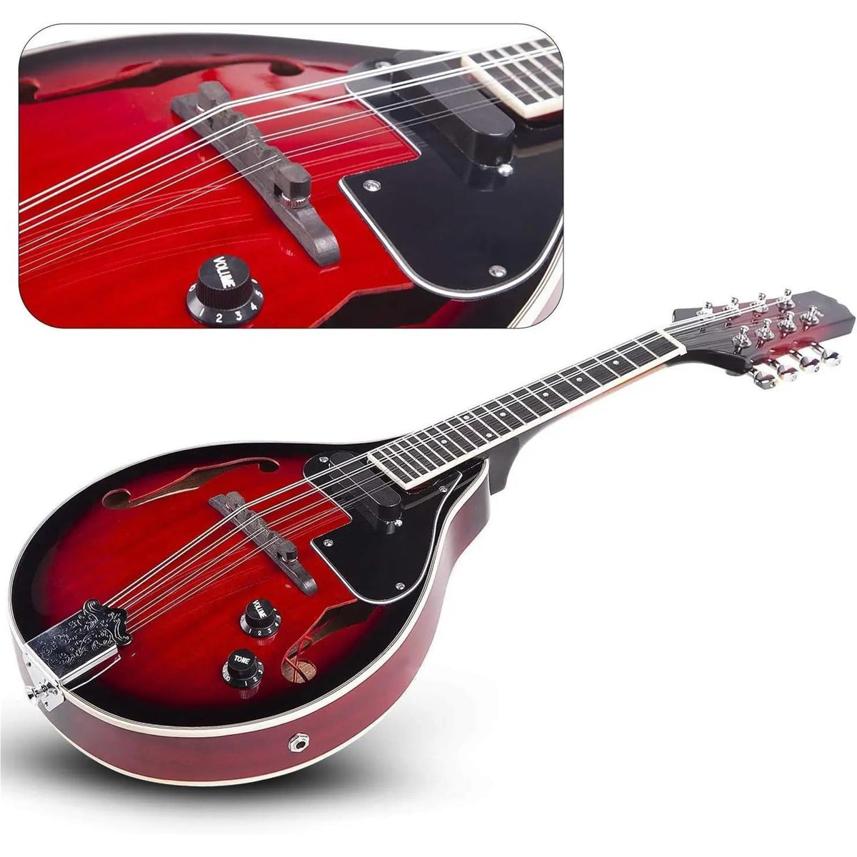 Red Sunburst Mahogany Wood A Style Acoustic Electric Mandolin K280127