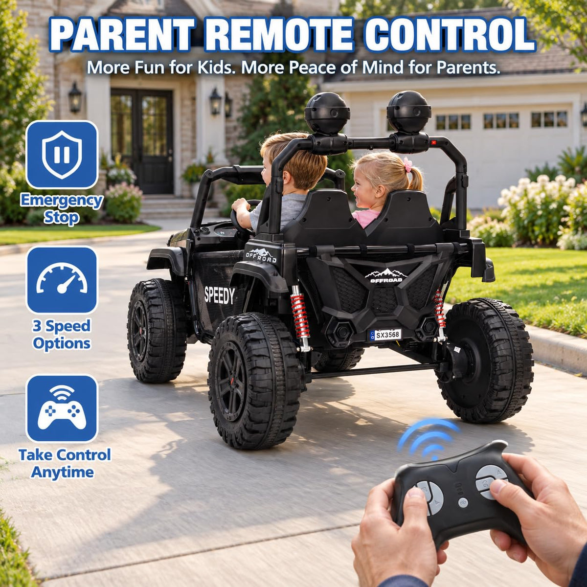 Black 24V 2 Seater Ride On Truck Car with Remote Control H5359