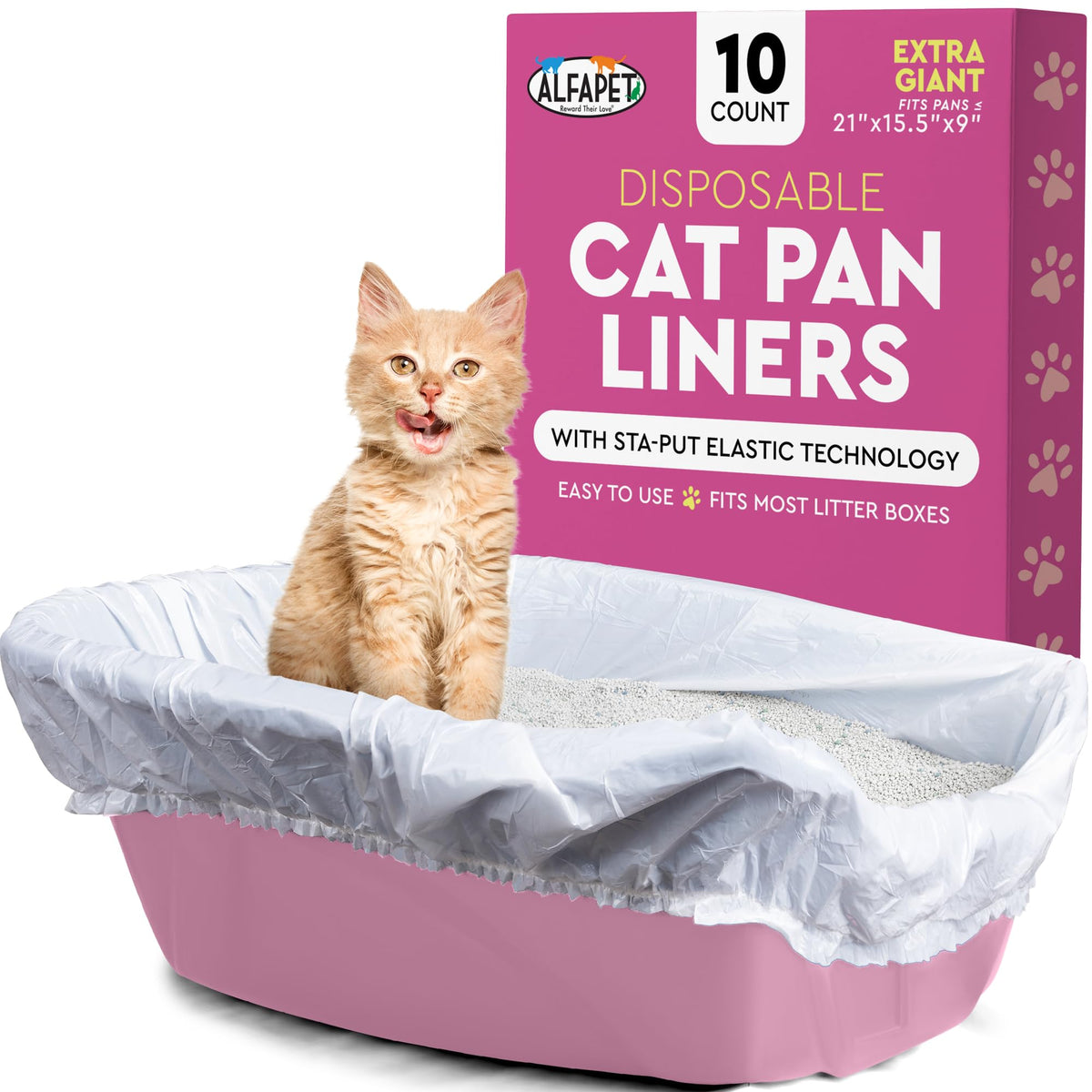 Elastic Cat Litter Box Liners Extra Giant 10 Count C277709