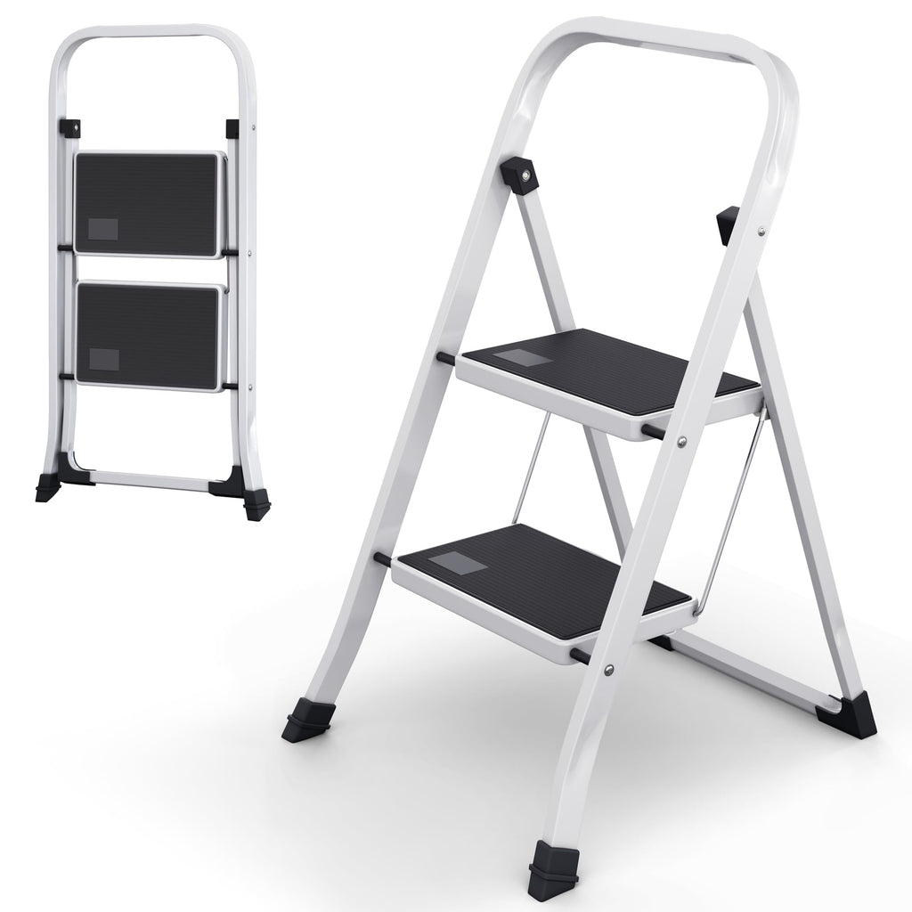 2-Step Folding Steel Ladder with Anti-Slip Platform H91816