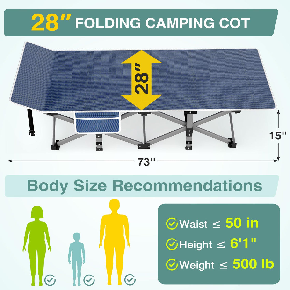Folding Camping Cot with Mattress and Carry Bag S189