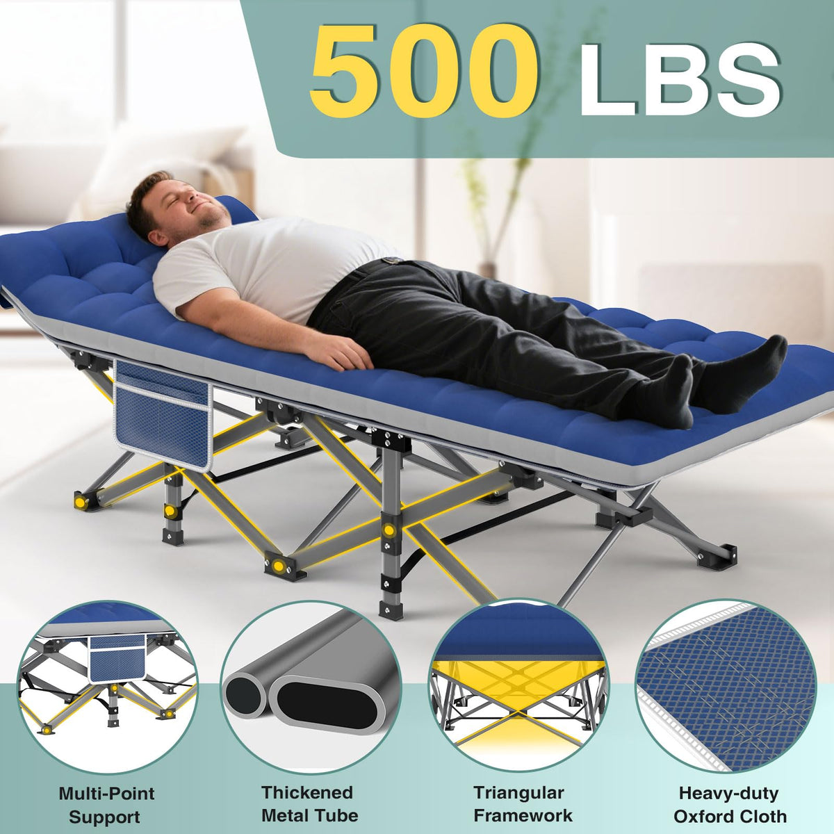 Folding Camping Cot with Mattress and Carry Bag S189
