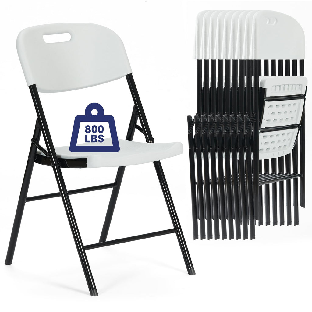 10 Pack White 800 LBS Folding Chairs G86033