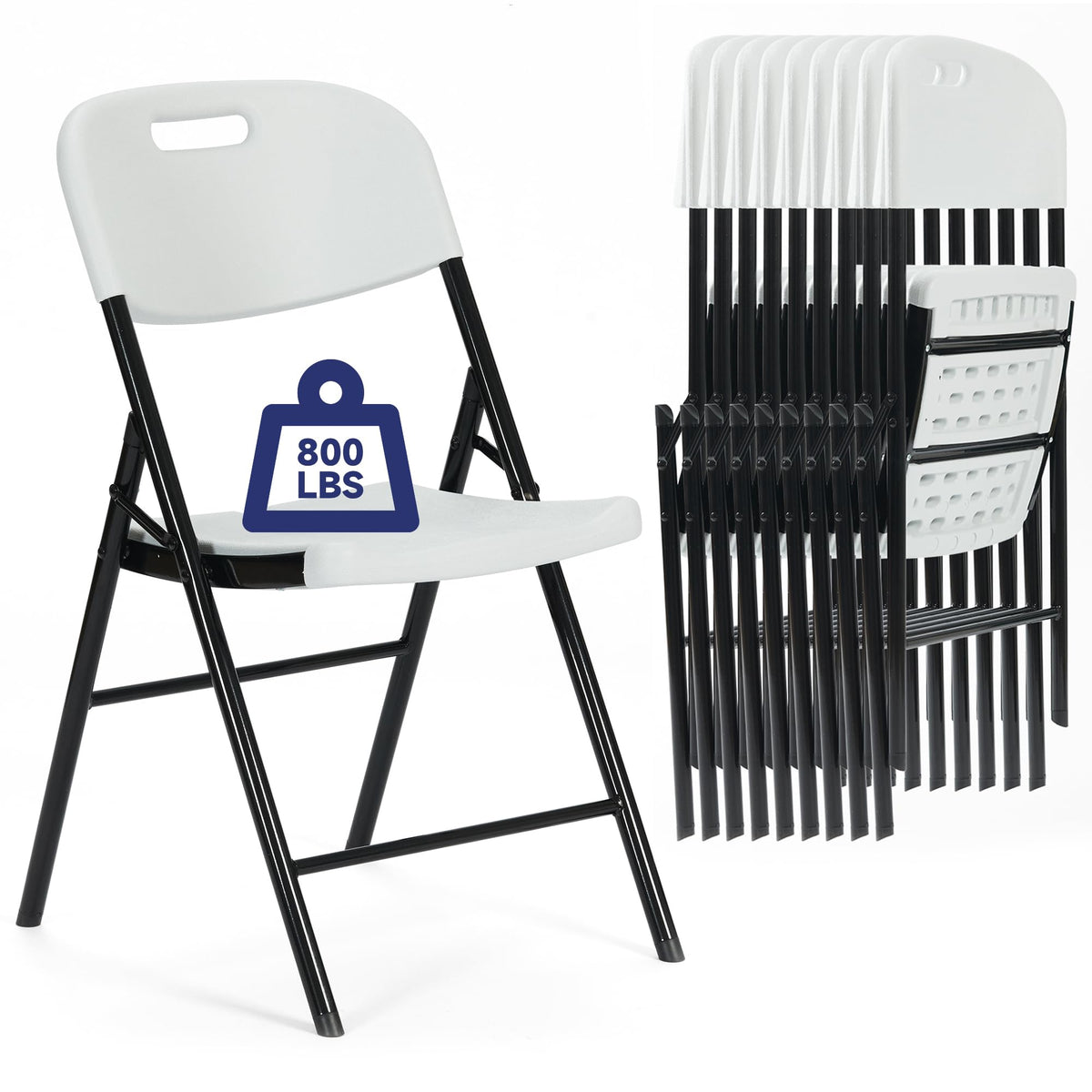 10 Pack White 800 LBS Folding Chairs G86033