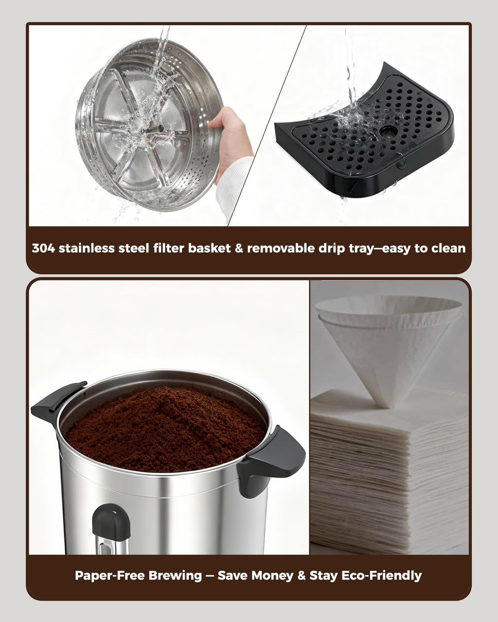 100-Cup Commercial Coffee Urn 15L Stainless Steel Percolator W774132