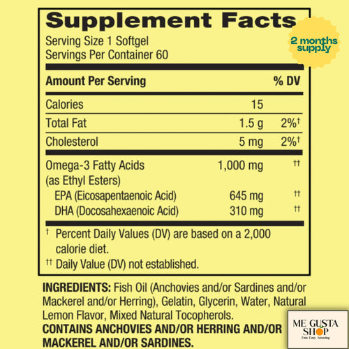 1000 mg Fish Oil Softgels 60 Count S869901