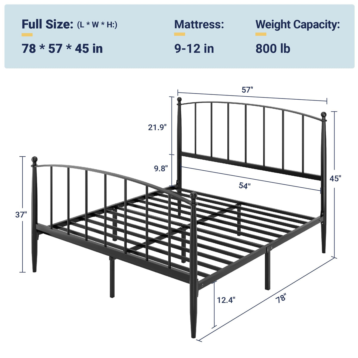 Metal Full Size Platform Bed Frame I94737