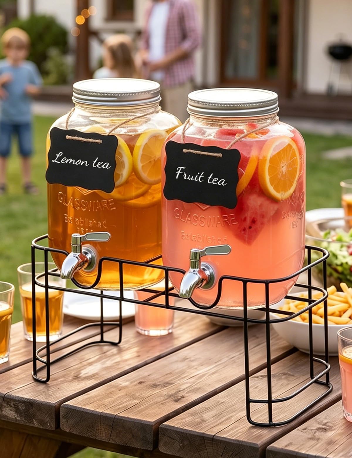 Glass Drink Dispensers 2 Pack with Stand V83443