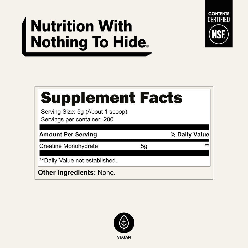 Micronized Creatine Monohydrate 1,000g Vegan Non-GMO S970842