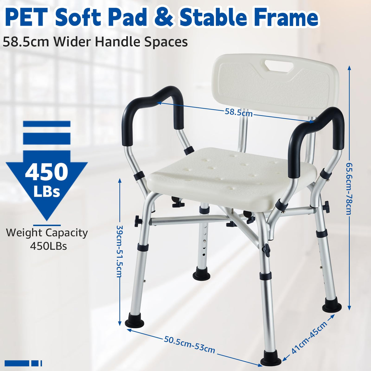 Padded Shower Chair with Arms and Back B58766
