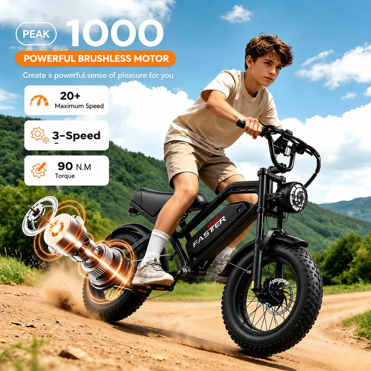 1000W 48V 16Ah Fat Tire Electric Bike K252