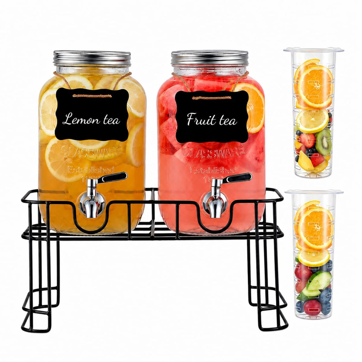 Glass Drink Dispensers 2 Pack with Stand V83443