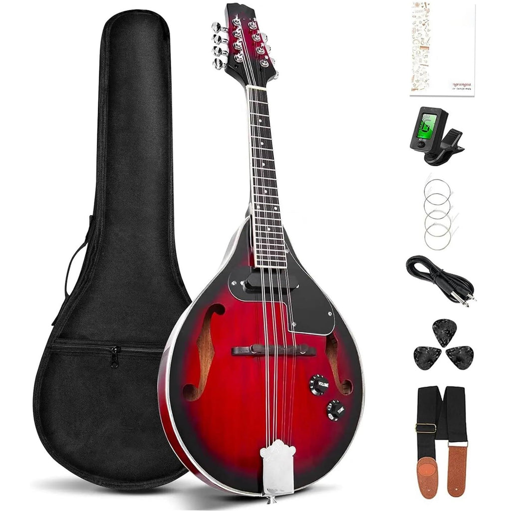 Red Sunburst Mahogany Wood A Style Acoustic Electric Mandolin K280127