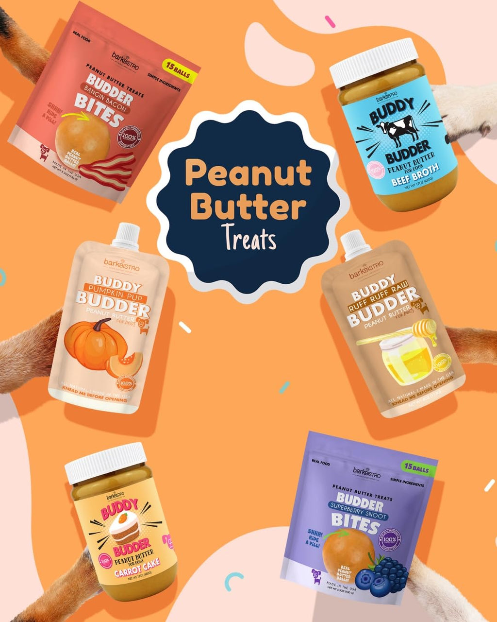3pk Natural Dog Peanut Butter 4oz Pouches U557196