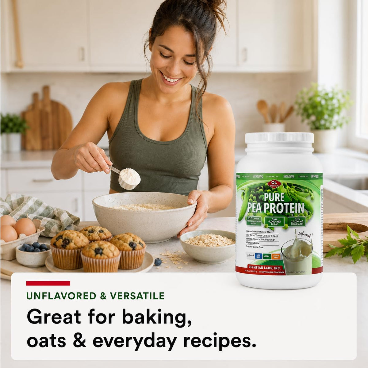 Plant Based Pea Protein Powder, Unflavored, 2 Pound E470340