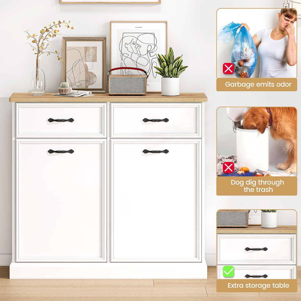 Double Tilt Out Trash Cabinet 20 gal White H128796
