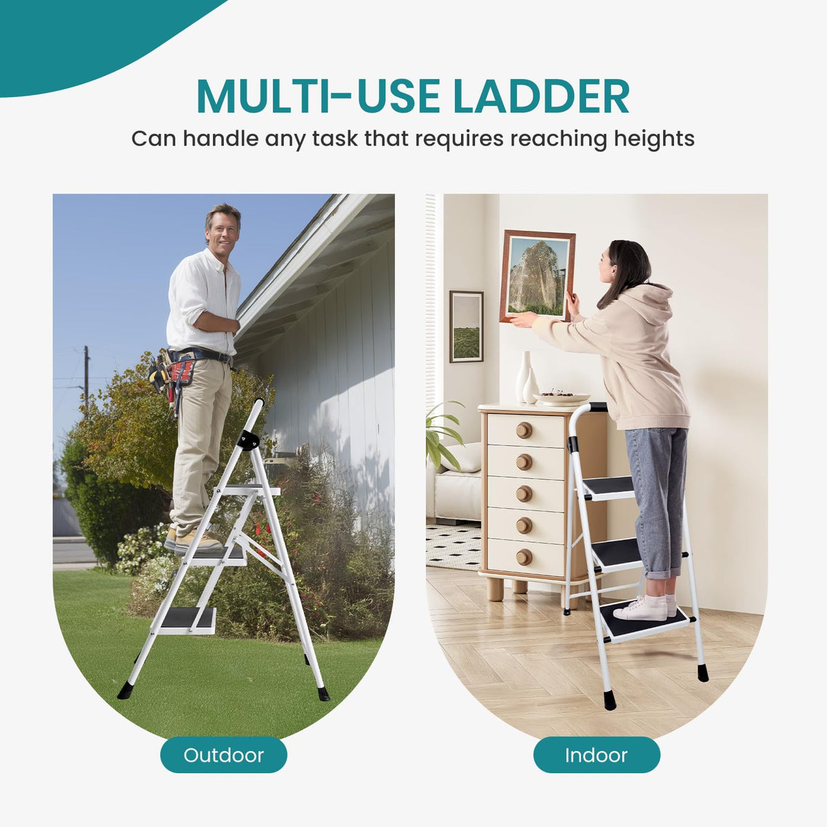 3 Step Ladder with Anti-Slip Pedal & Handrail X162