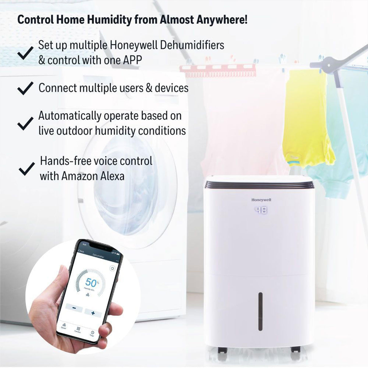 Smart WiFi 30-Pint Dehumidifier with Alexa Voice Control I74963