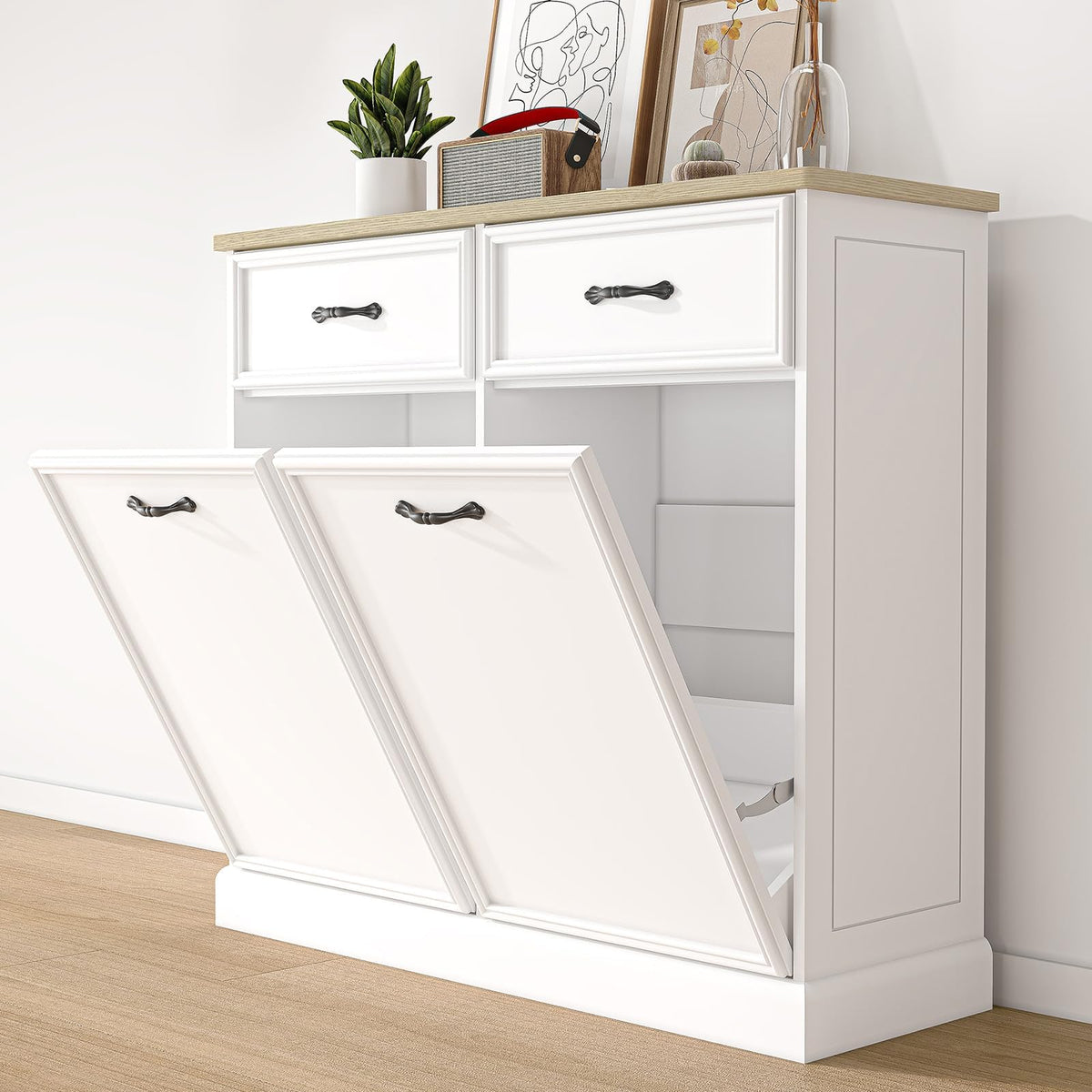 Double Tilt Out Trash Cabinet 20 gal White H128796