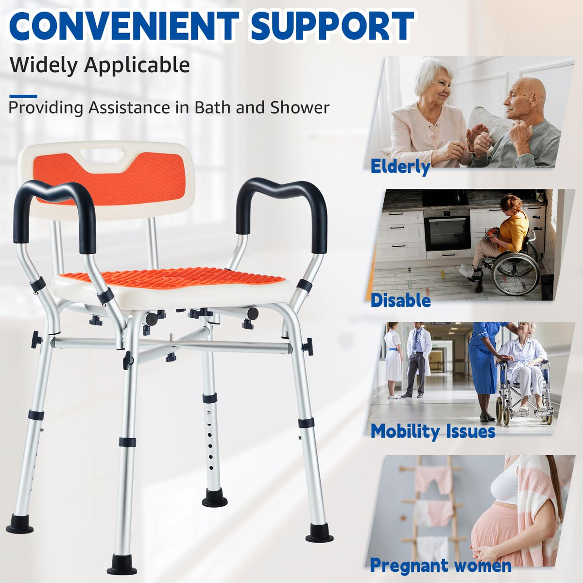 Padded Shower Chair with Arms and Back B58766