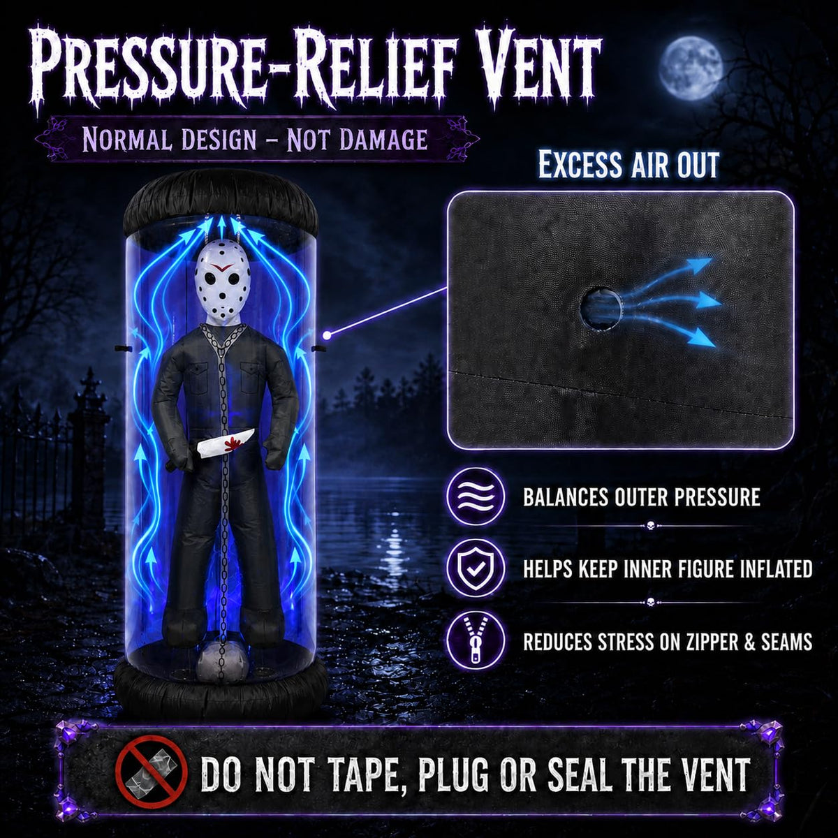 7.6FT Halloween Inflatable Outdoor Decoration with Blue LED Lights T62865