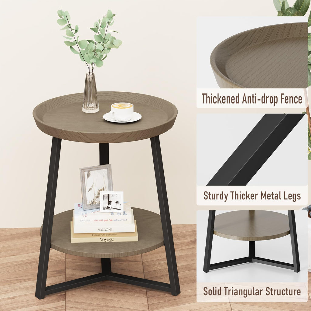 Round 2 Tier End Table with Storage Shelf K7371