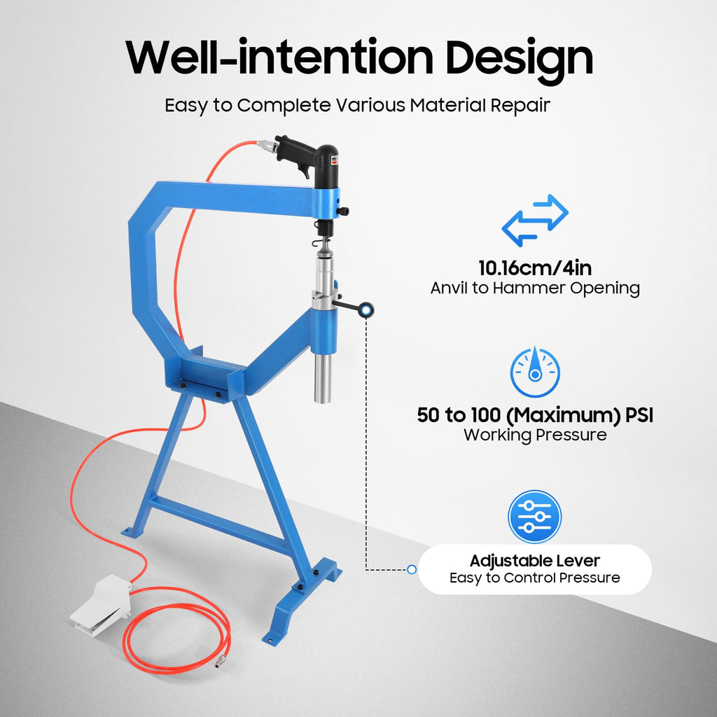 Pneumatic Planishing Hammer with 1" 2" 3" Anvils Dies and Foot Pedal H874903