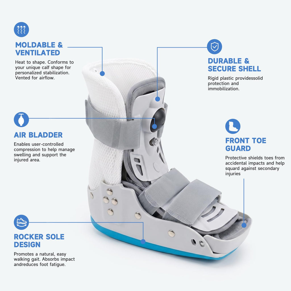 Short Orthopedic Medical Walker Boot with Moldable Thermoplastic Back Support (Large) Q196869
