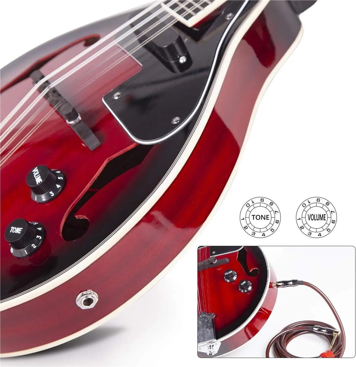 Red Sunburst Mahogany Wood A Style Acoustic Electric Mandolin K280127