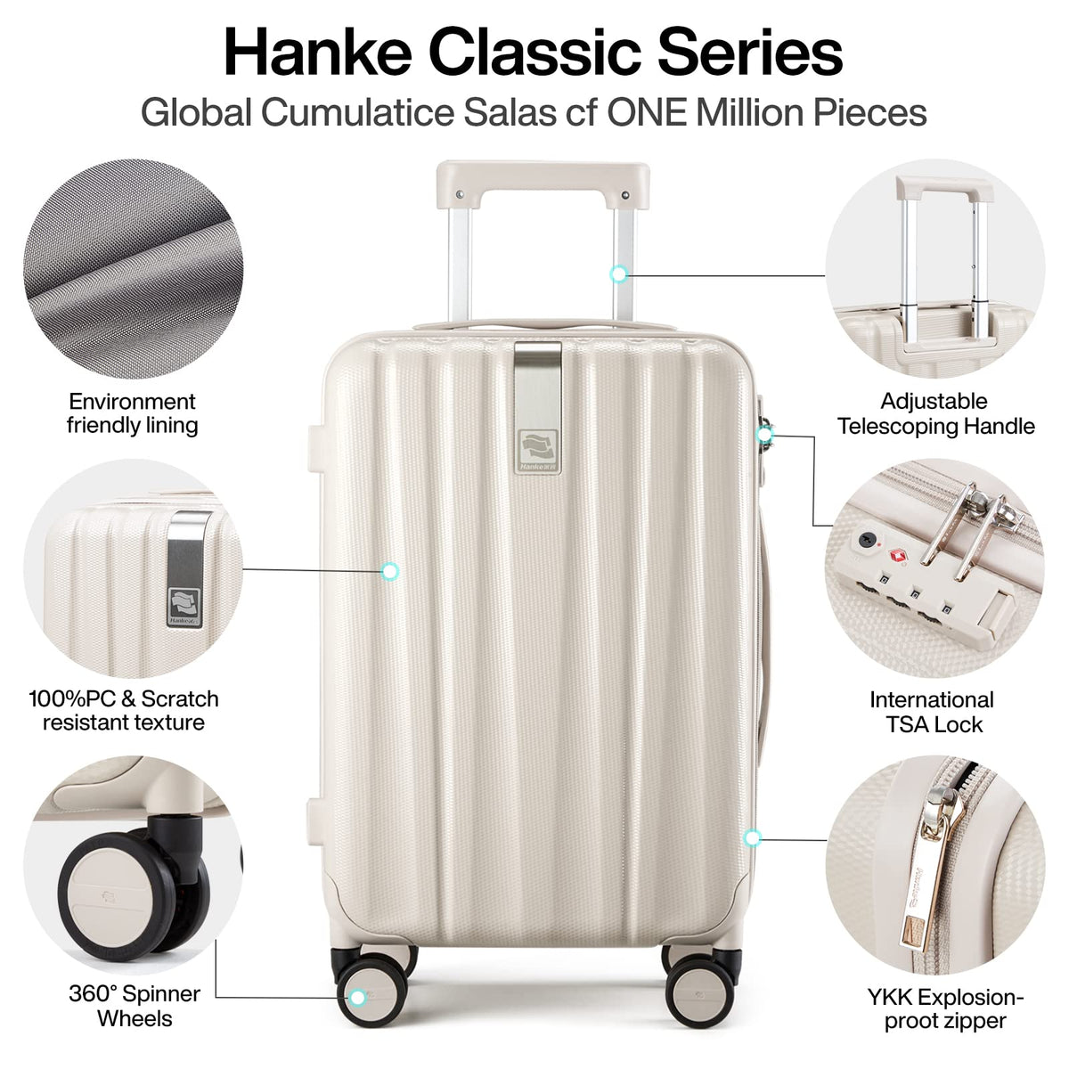 20 Inch Lightweight PC Hard Shell Carry on Luggage with Spinner Wheels X75159