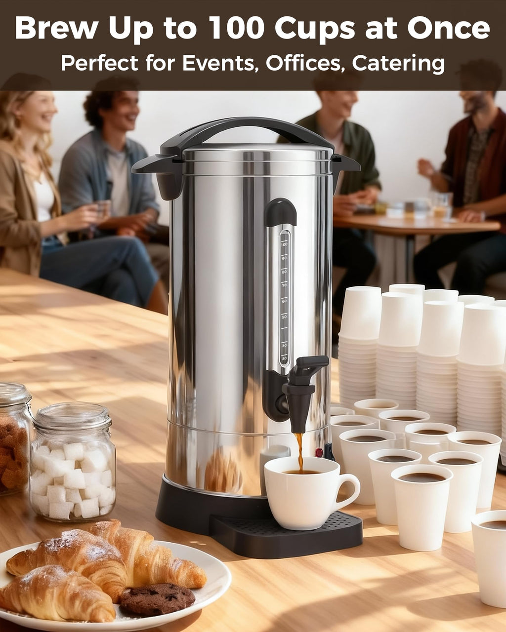 100-Cup Commercial Coffee Urn 15L Stainless Steel Percolator W774132