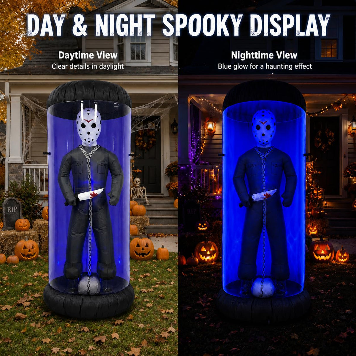 7.6FT Halloween Inflatable Outdoor Decoration with Blue LED Lights T62865