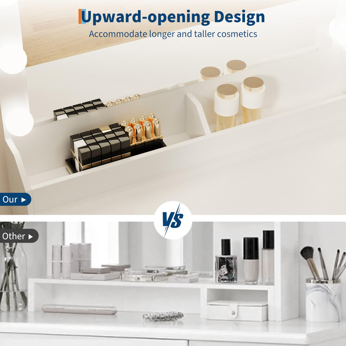 White Vanity Desk with Mirror and Lights M20253