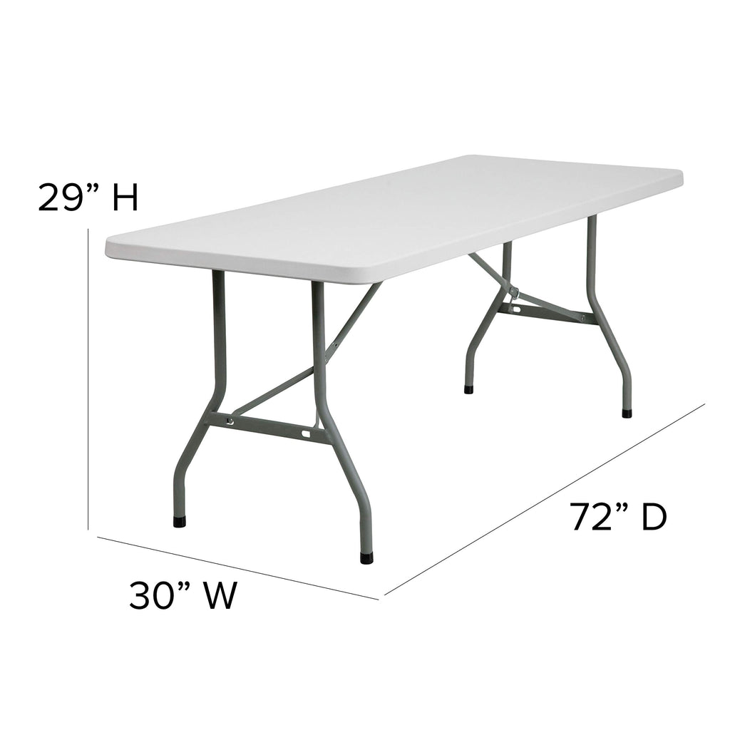 6 Pack 6-Foot Granite White Plastic Folding Table Y33354