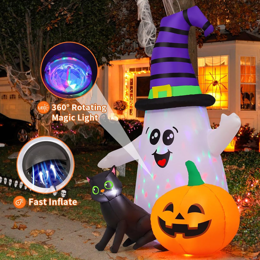 5FT Inflatable Halloween Ghost with Pumpkin Yard Decoration U728