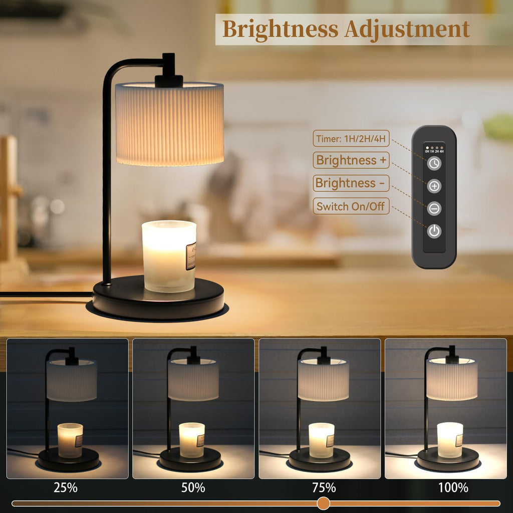 Dimmable Candle Warmer Lamp with Timer and Bulbs Black B158