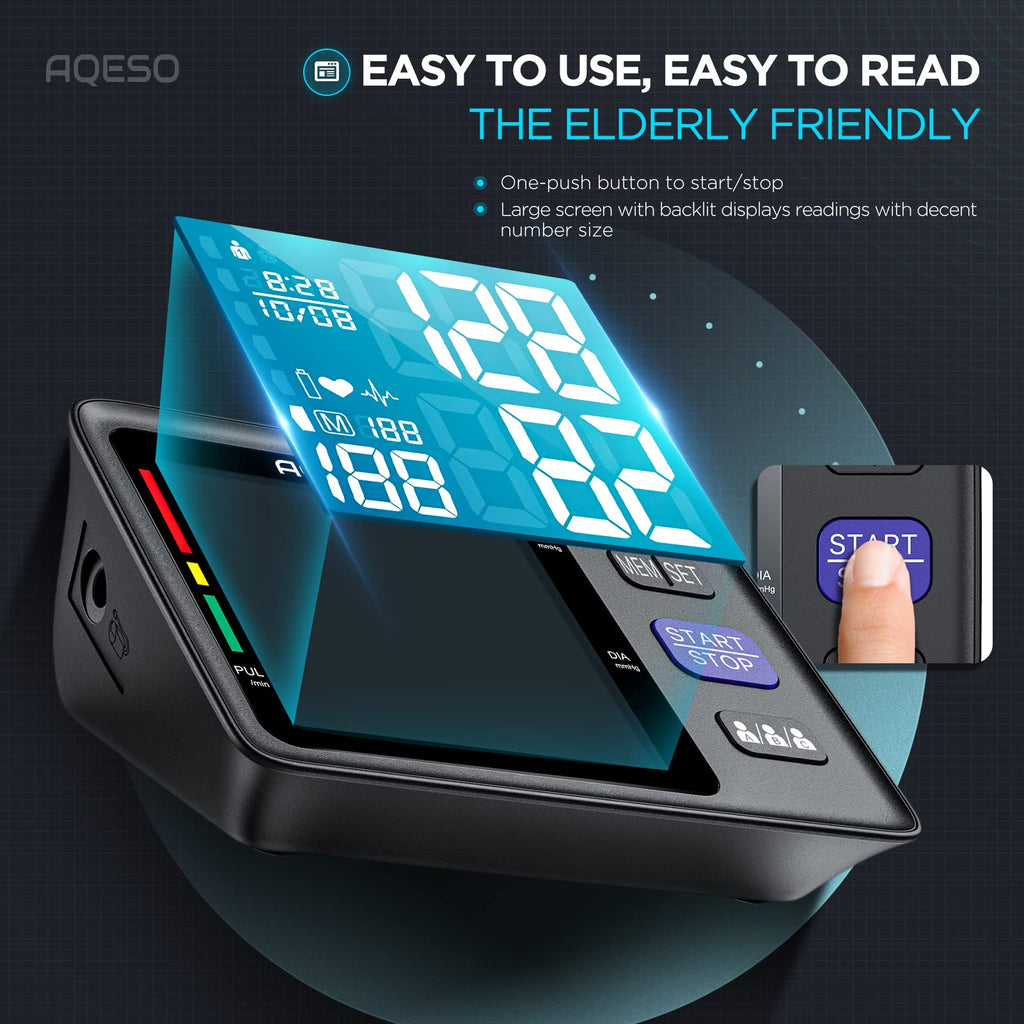 Blood Pressure Machine Upper Arm, 3 Size Cuffs, Automatic Digital BP Monitor, Large Backlit LCD I215386