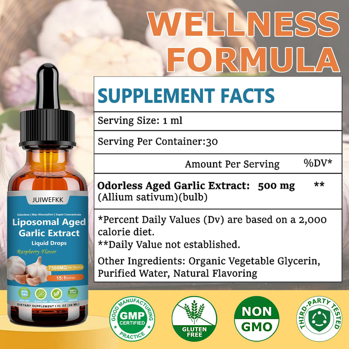 500mg Odorless Aged Garlic Extract Liquid Drop M415