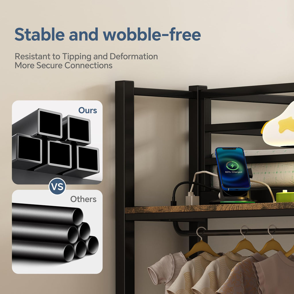 Twin Over Twin Metal Bunk Bed with Storage N910044
