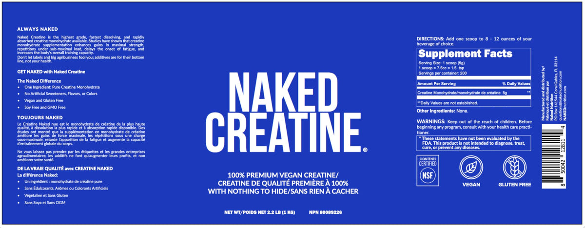 Micronized Creatine Monohydrate 1,000g Vegan Non-GMO S970842