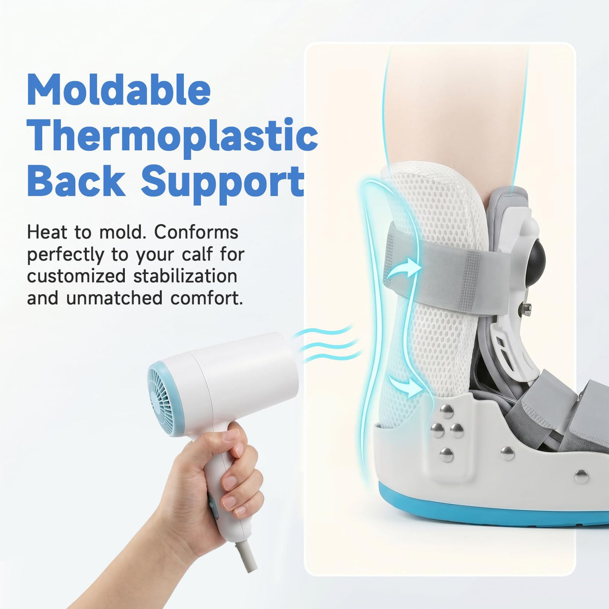 Short Orthopedic Medical Walker Boot with Moldable Thermoplastic Back Support (Large) Q196869