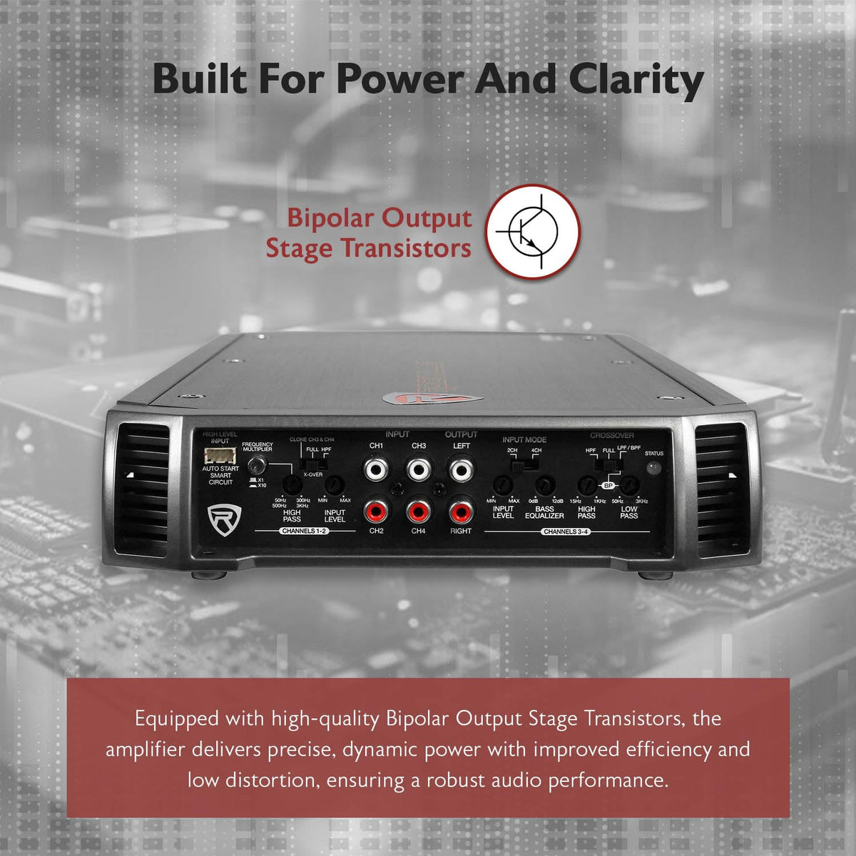 4-Channel Class A/B Car Amplifier 2400W Peak F988