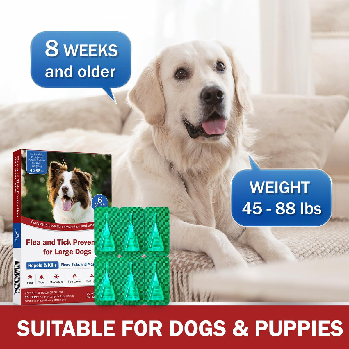 Flea and Tick Prevention for Large Dogs 45 to 88 lbs L6804
