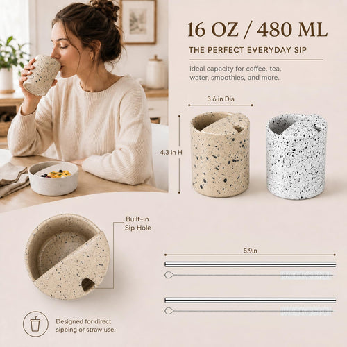 2 Pack 16 oz Ceramic Coffee Mug V130
