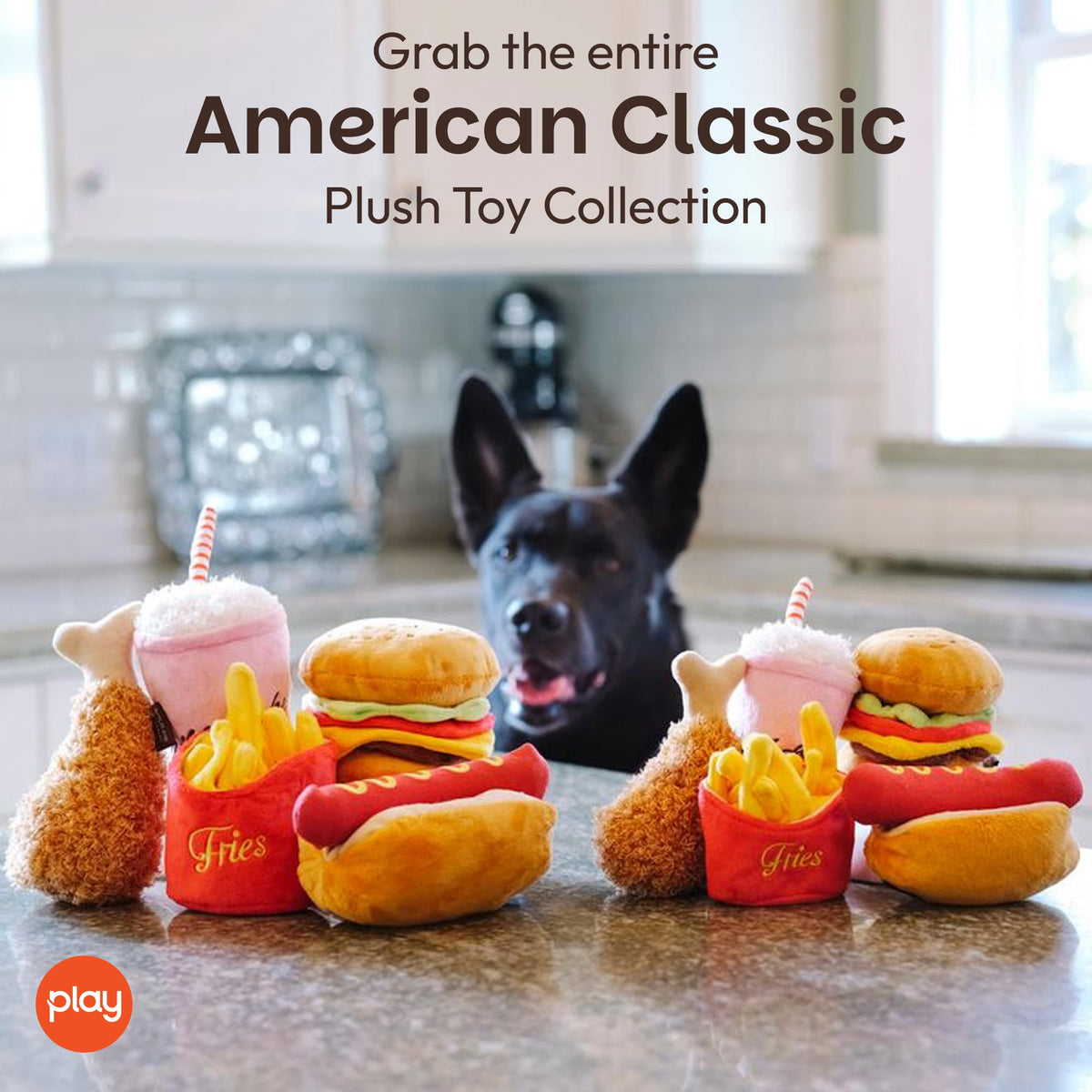 Plush Dog Toys Fast Food Themed Chew Toy Machine Washable Recycled Materials D833