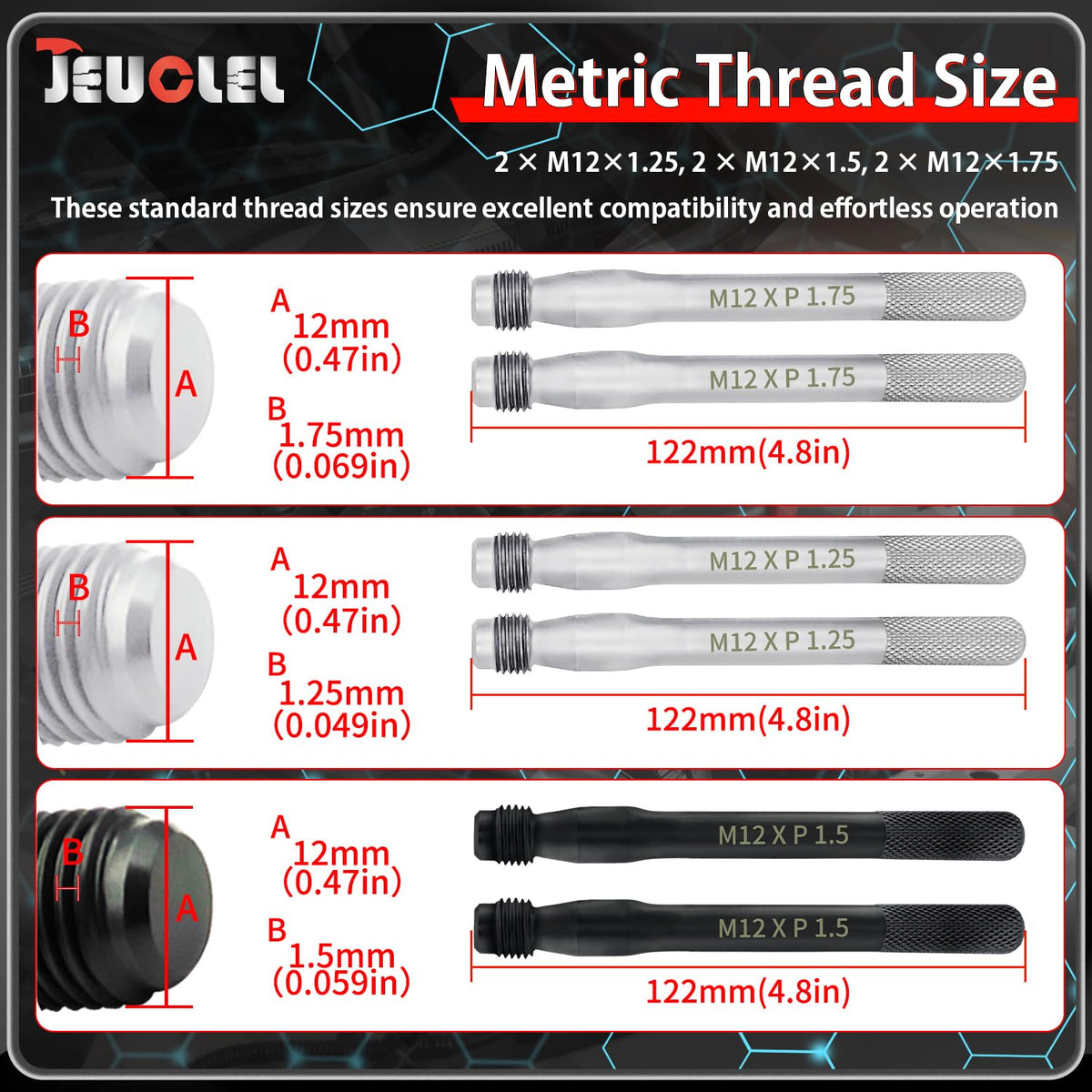 Wheel Stud Alignment Pin Set M12x1.25 M12x1.5 M12x1.75 B7268