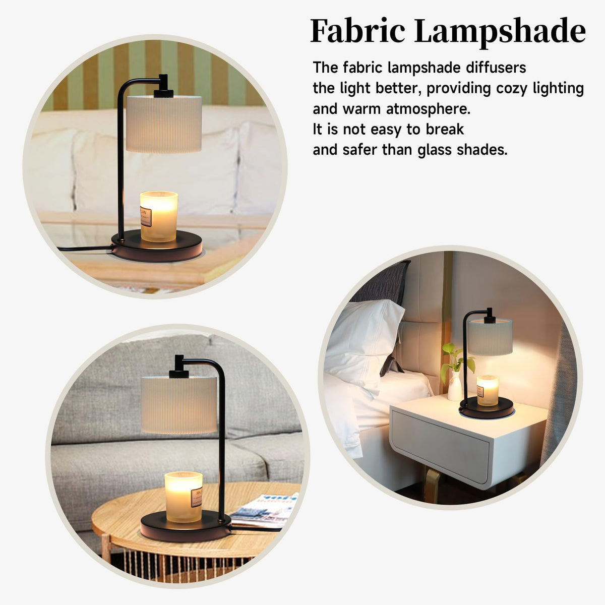 Dimmable Candle Warmer Lamp with Timer and Bulbs Black B158