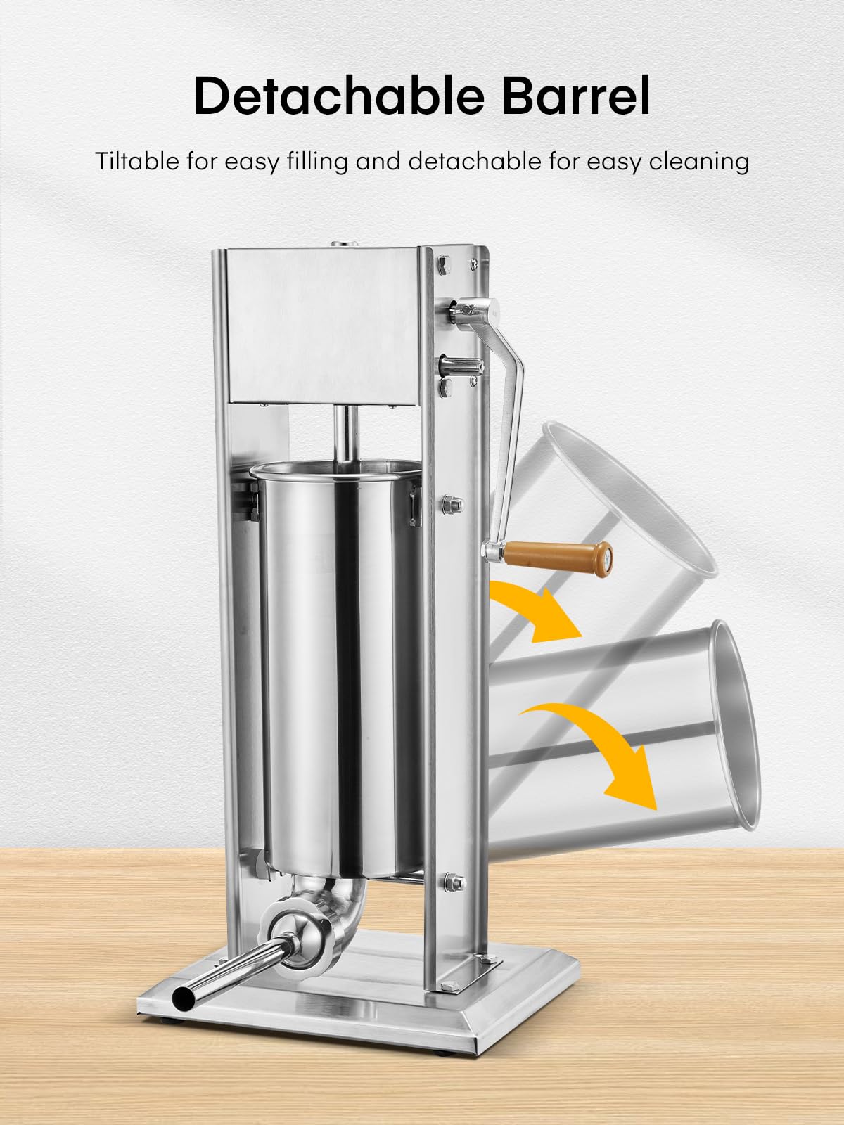 5L Stainless Steel Manual Sausage Stuffer with 4 Stuffing Tubes E142