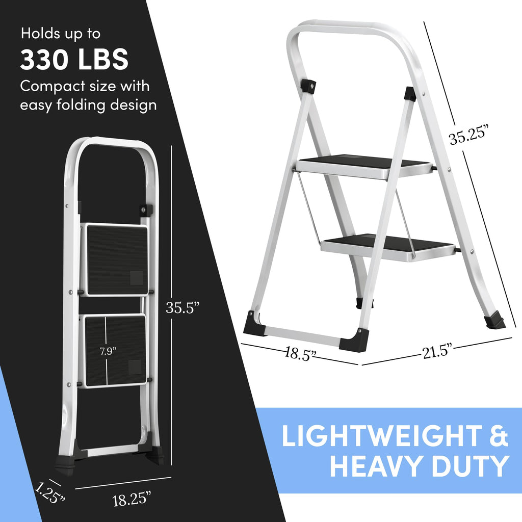 2-Step Folding Steel Ladder with Anti-Slip Platform H91816
